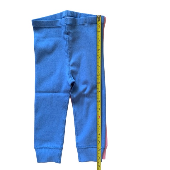 Hanna Andersson Baby Ribbed Leggings 2T 85cm Fondant Pink & Vintage Blue 2 Pairs - Picture 4 of 9